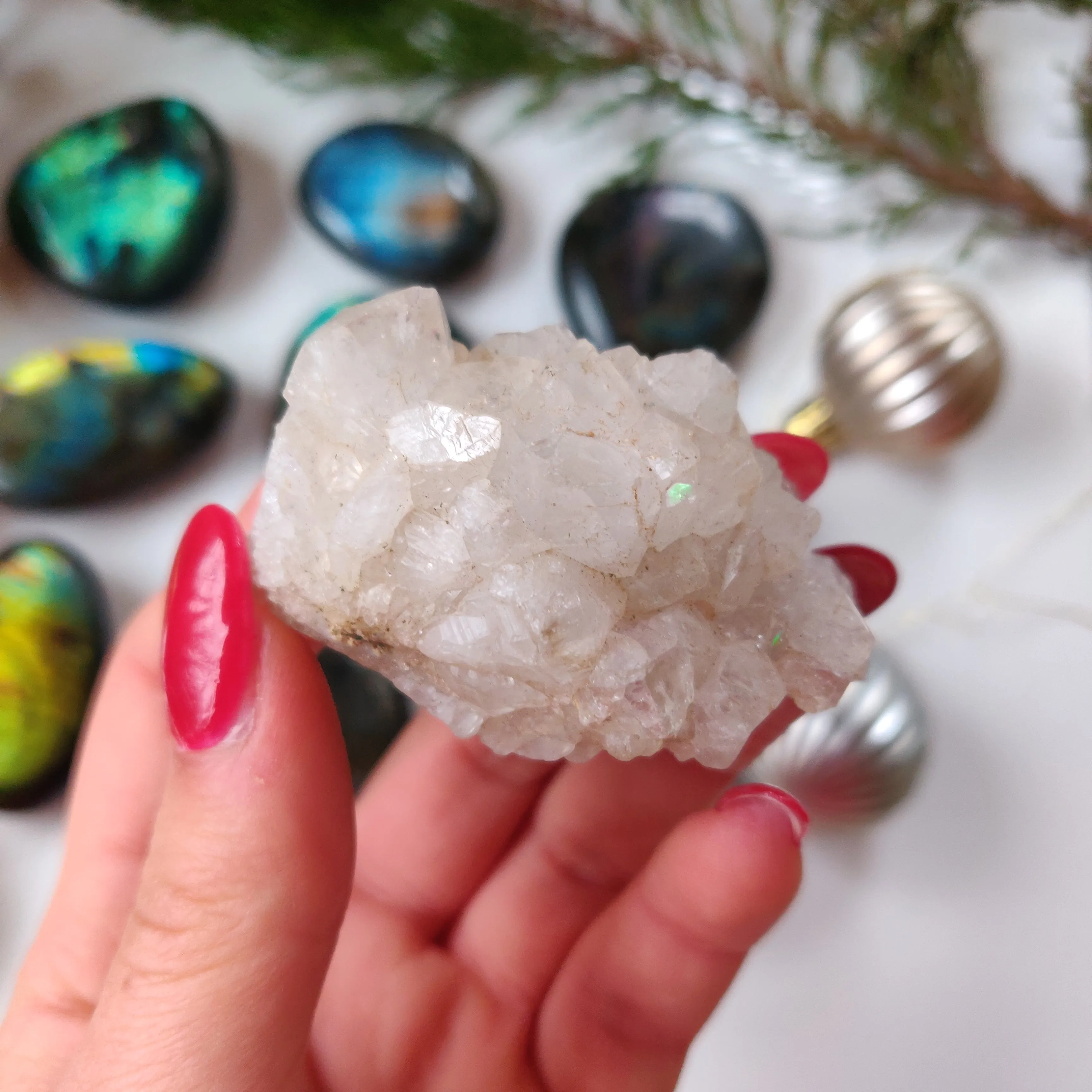 Anandalite Cluster, Natural Aurora Quartz Cluster (#12)