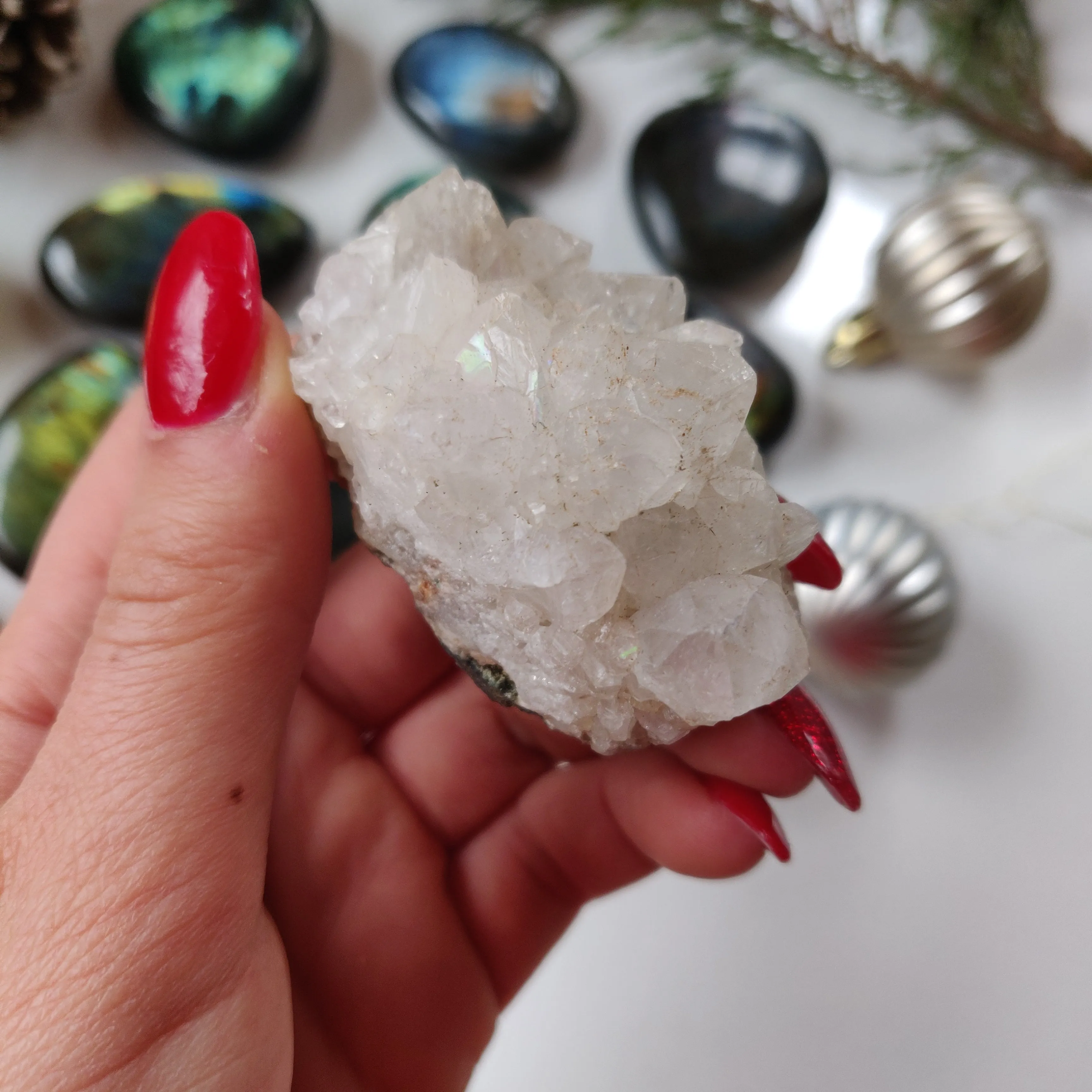 Anandalite Cluster, Natural Aurora Quartz Cluster (#12)