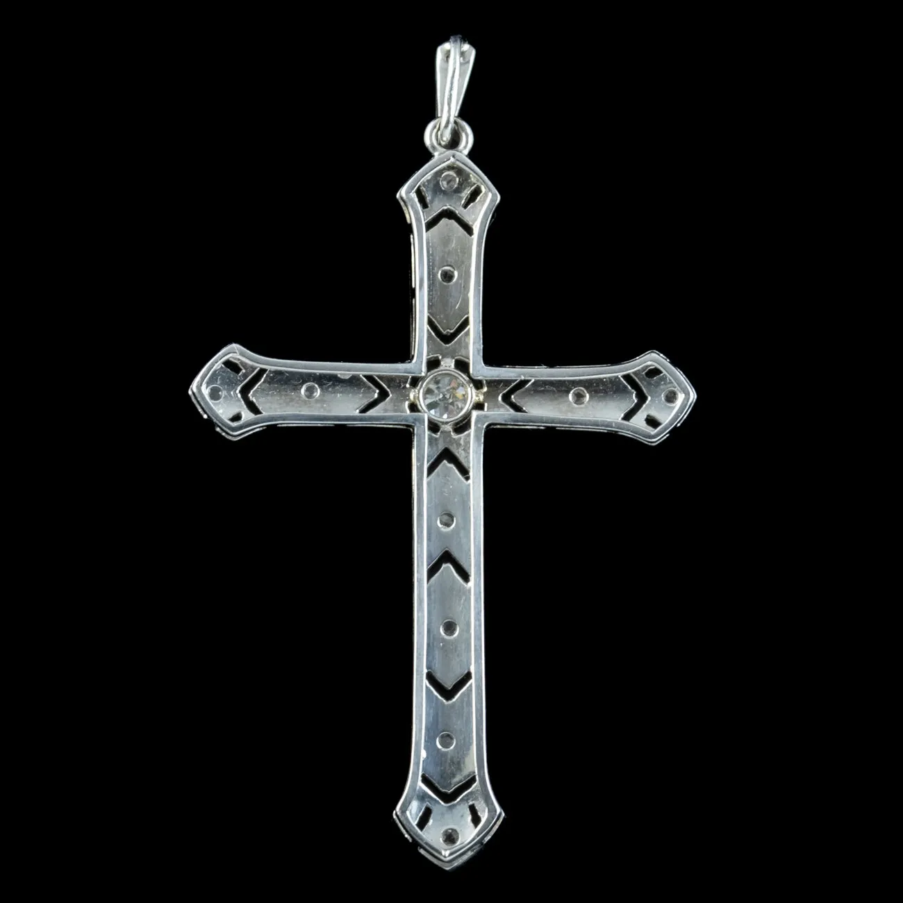 Antique Art Deco Diamond Cross Pendant 15ct Gold 0.20ct Diamond
