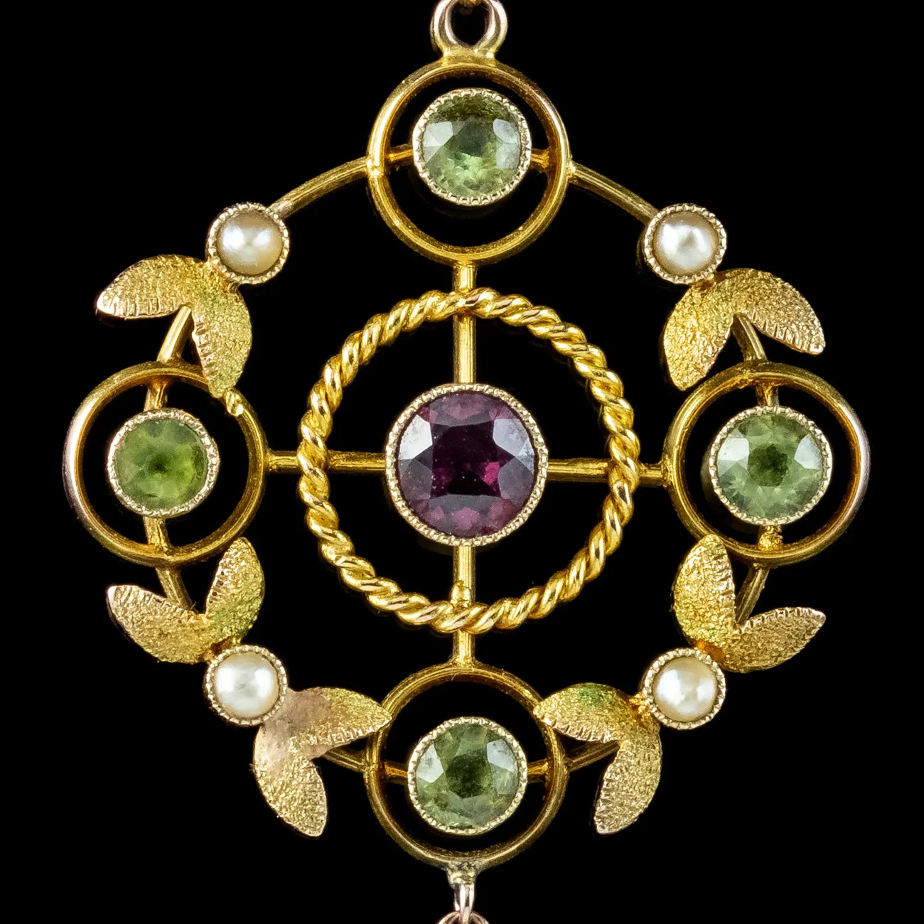 Antique Edwardian Suffragette Pendant Necklace 9ct Gold