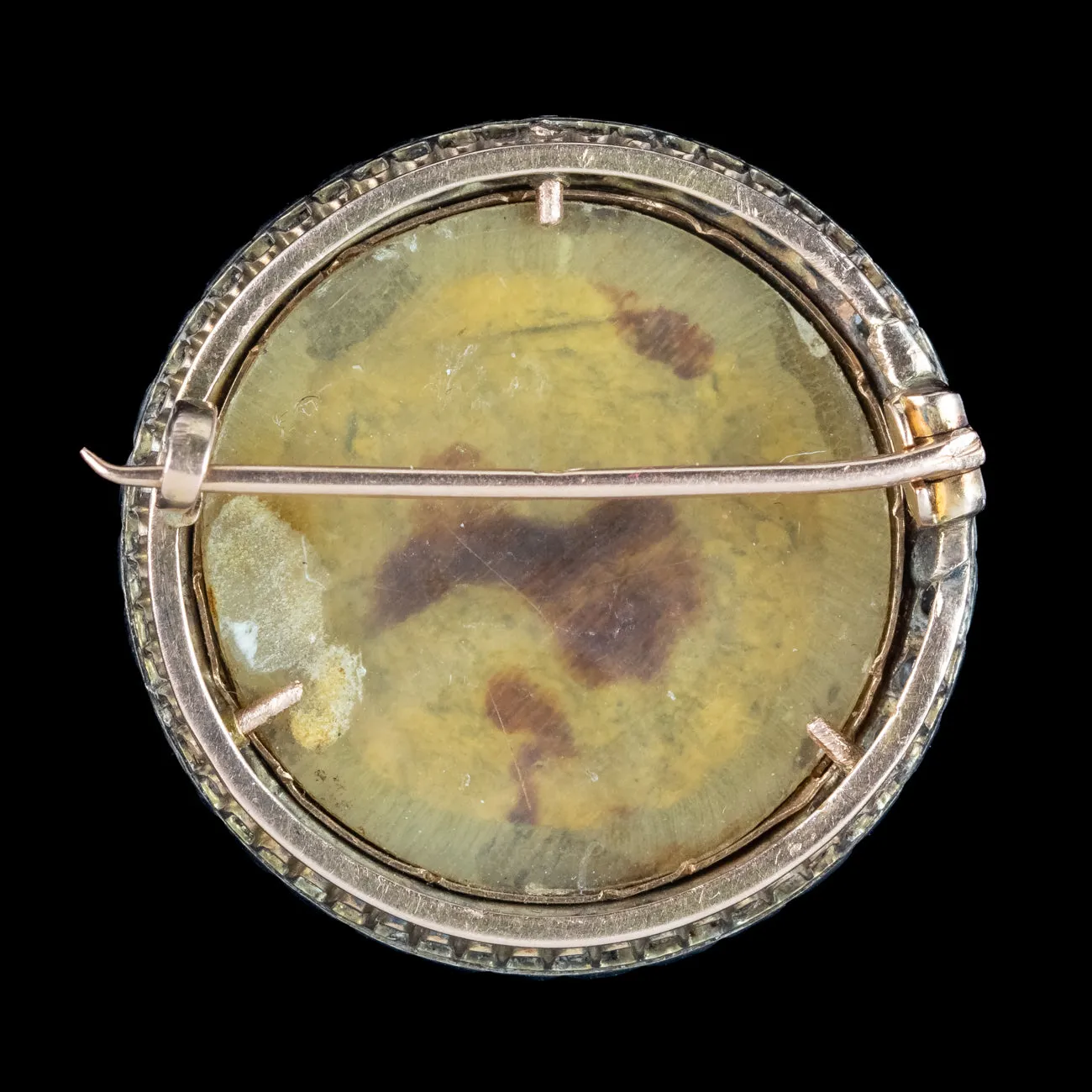 Antique Georgian Diamond Hand Painted Portrait Brooch