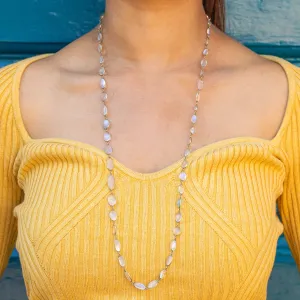Antique Silver Moonstone Riviere Necklace, 45.00ct
