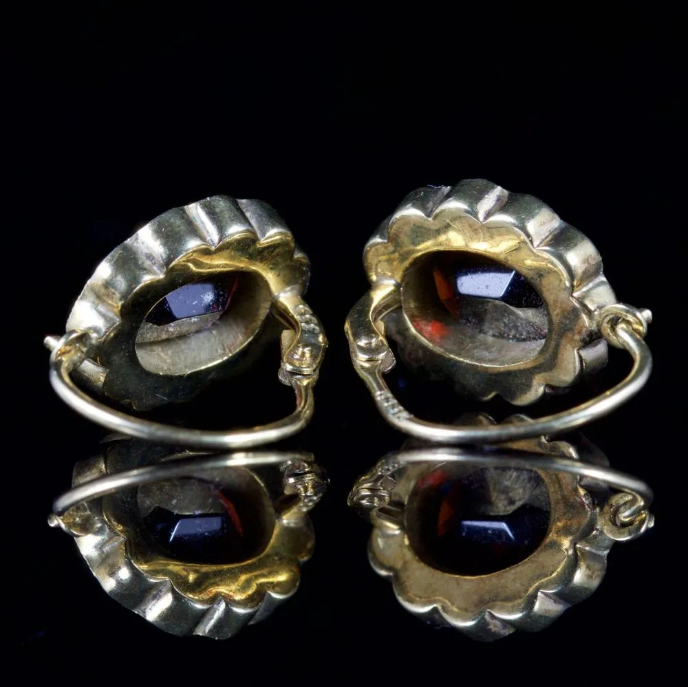 Antique Victorian Garnet Earrings Garnet Gold Circa 1900
