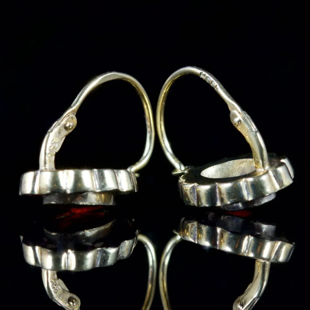 Antique Victorian Garnet Earrings Garnet Gold Circa 1900