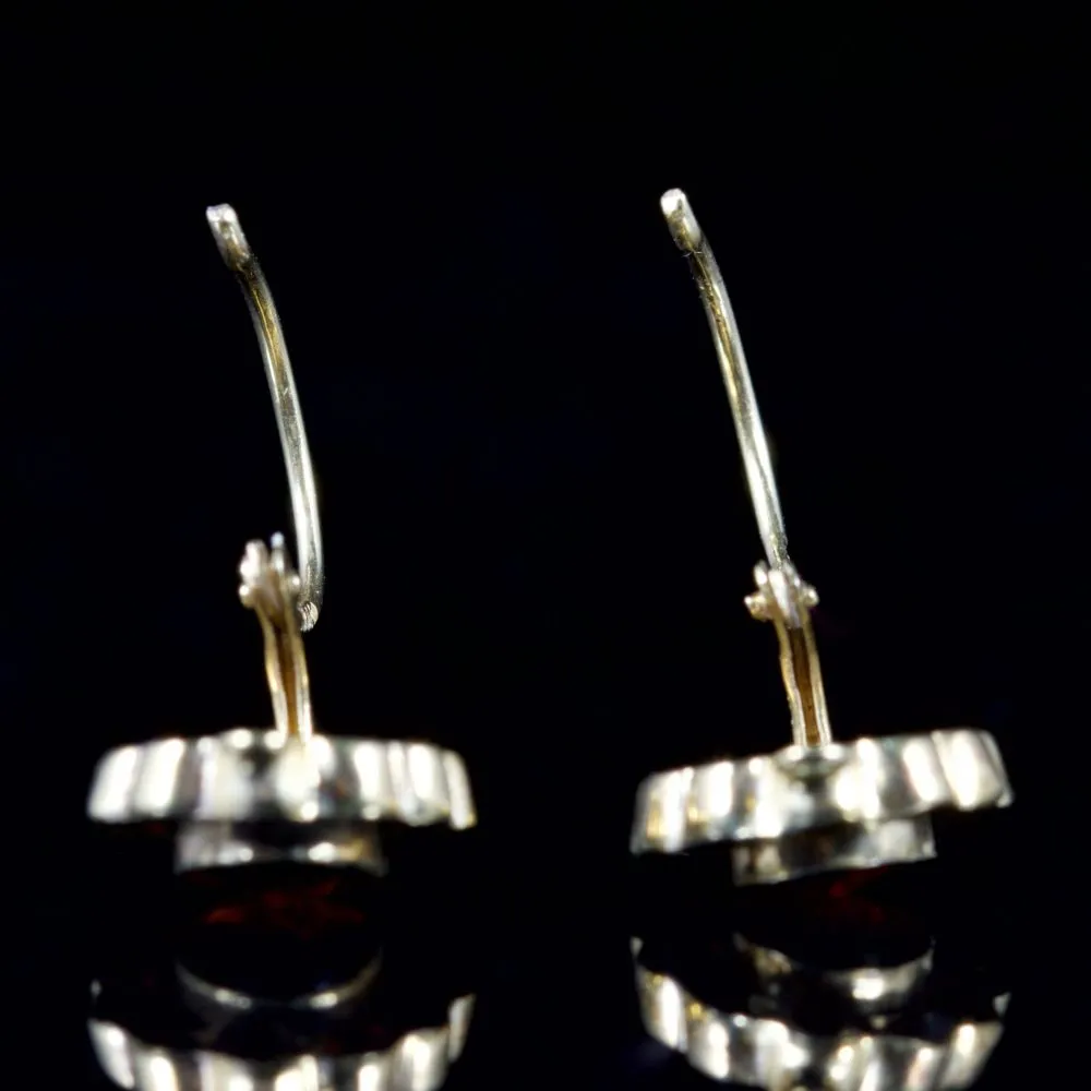 Antique Victorian Garnet Earrings Garnet Gold Circa 1900