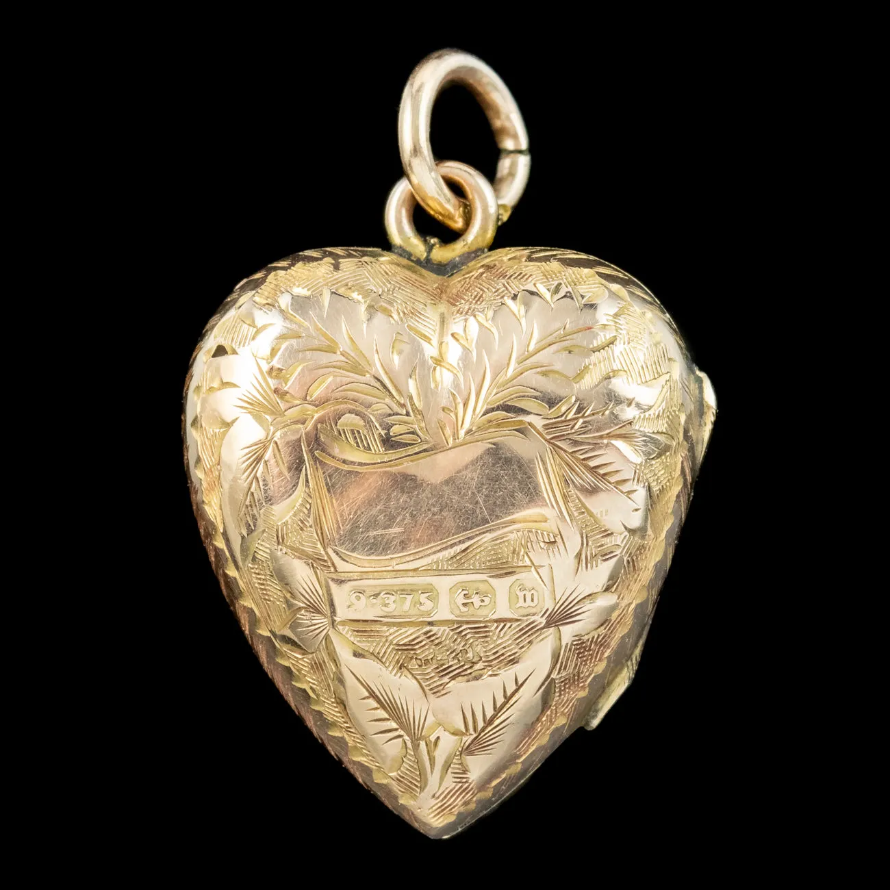 Antique Victorian Ivy Heart Locket 9ct Gold Dated 1886