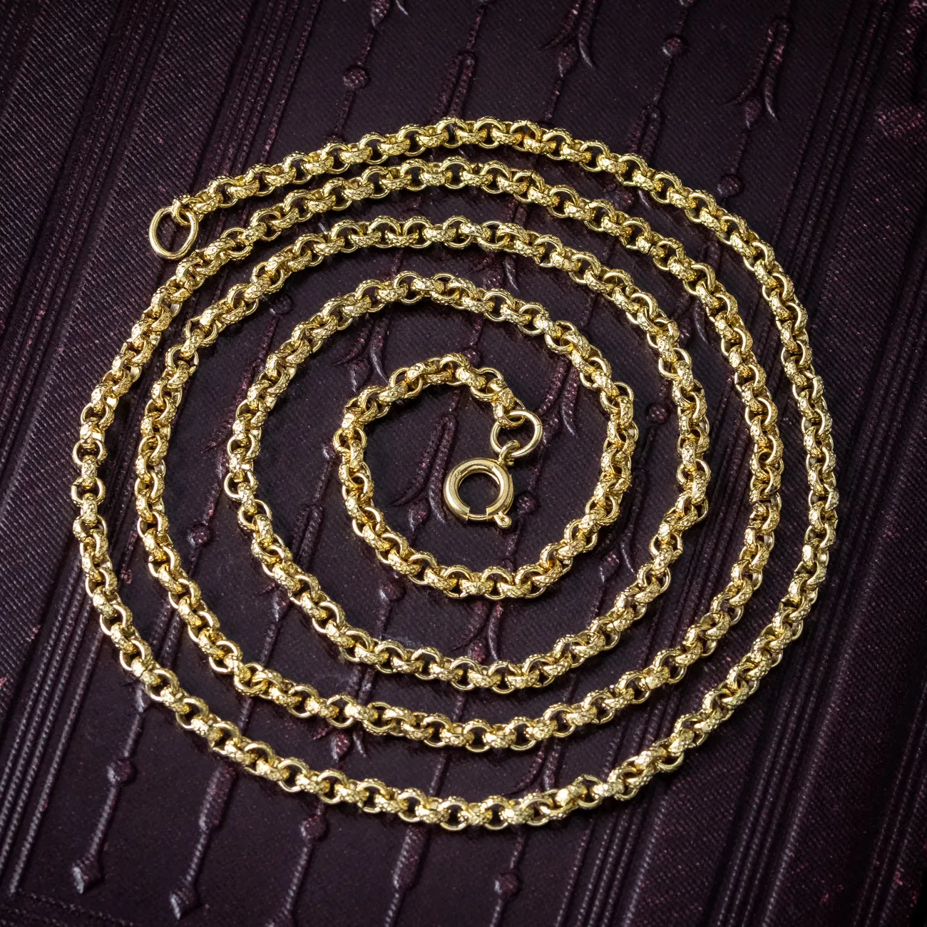 Antique Victorian Long Cable Chain 18ct Gold Gilt