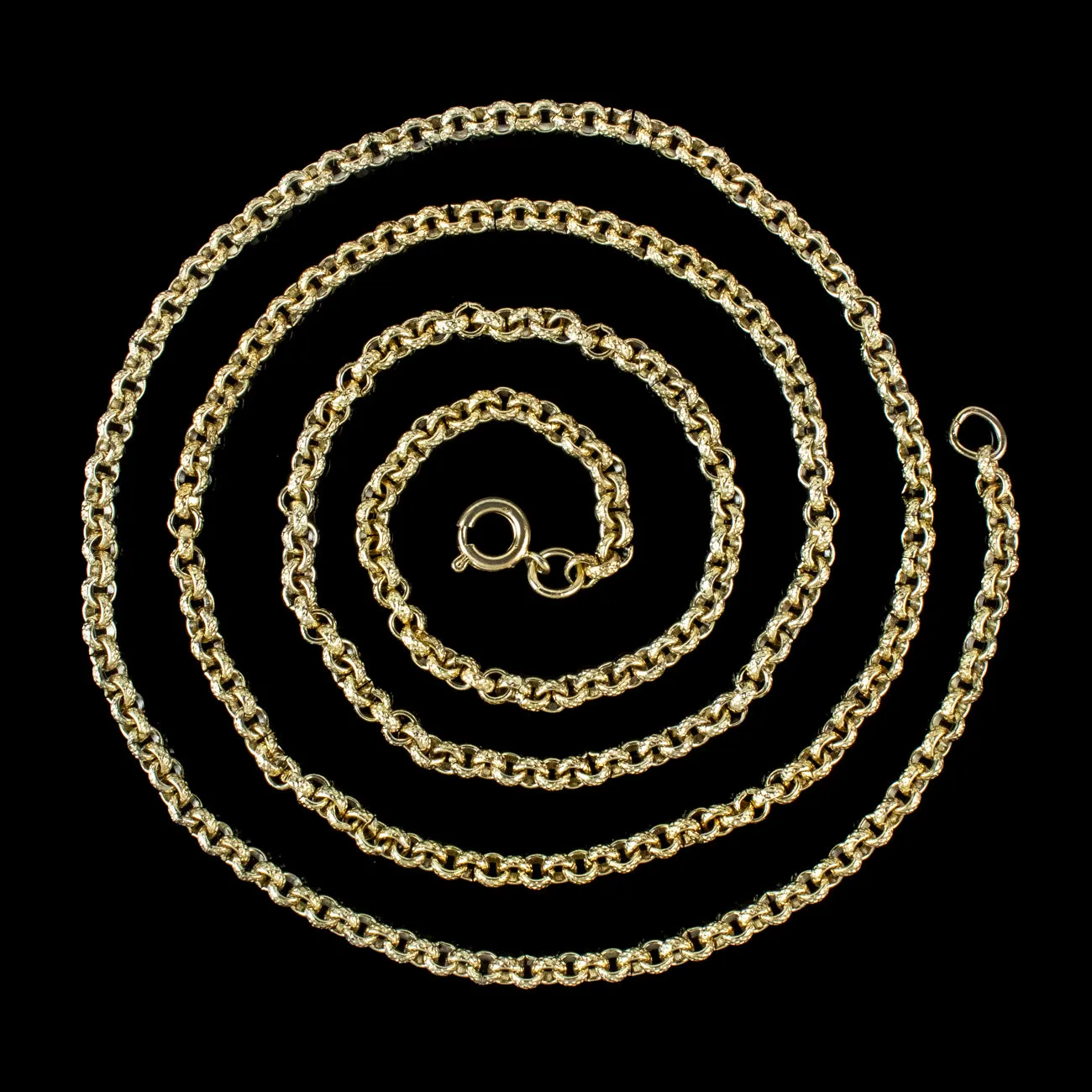 Antique Victorian Long Cable Chain 18ct Gold Gilt