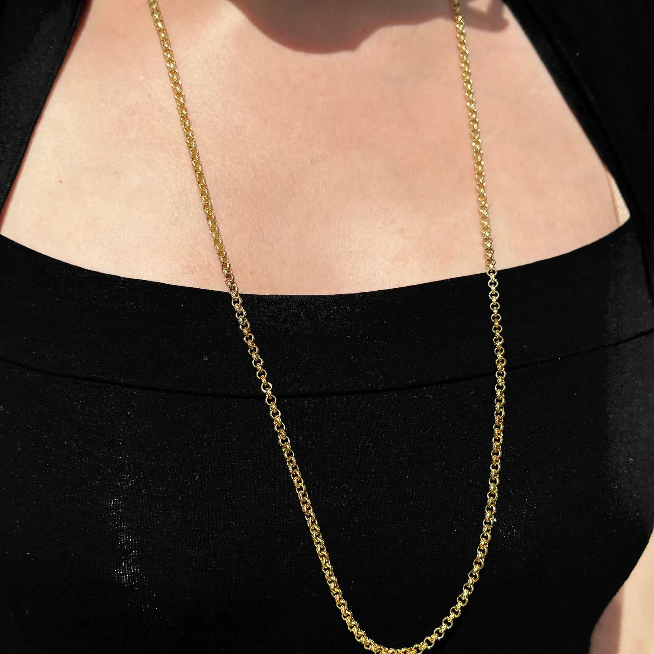 Antique Victorian Long Cable Chain 18ct Gold Gilt