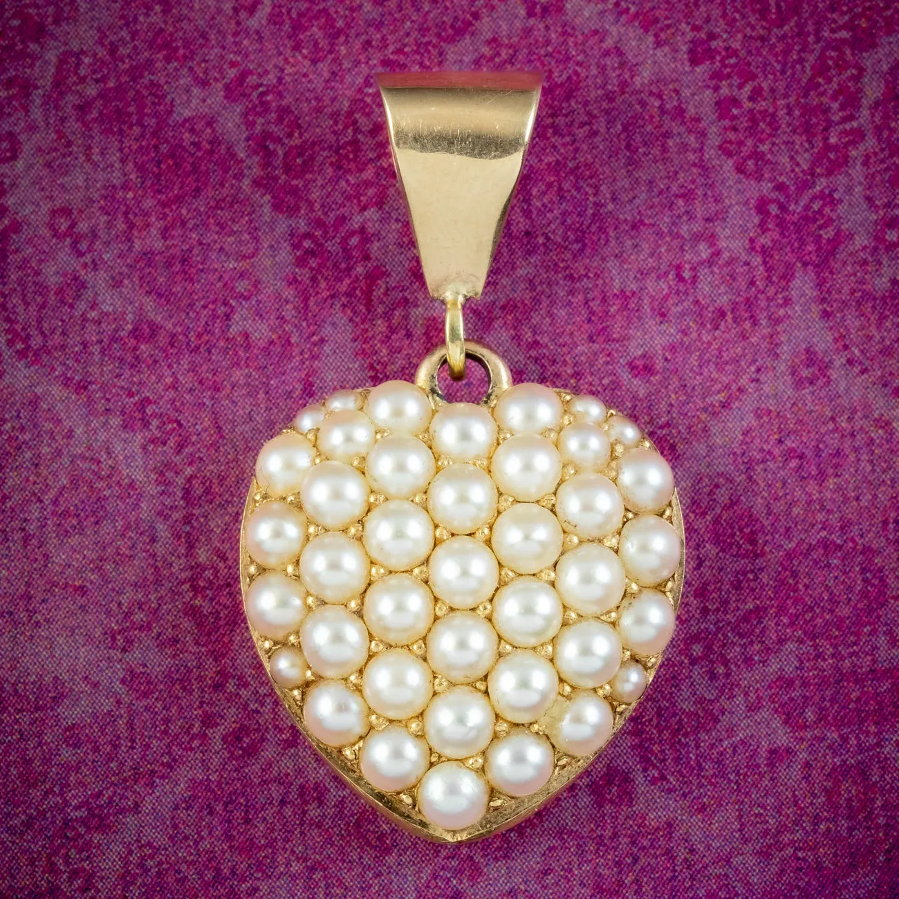 Antique Victorian Pearl Heart Locket 15ct Gold