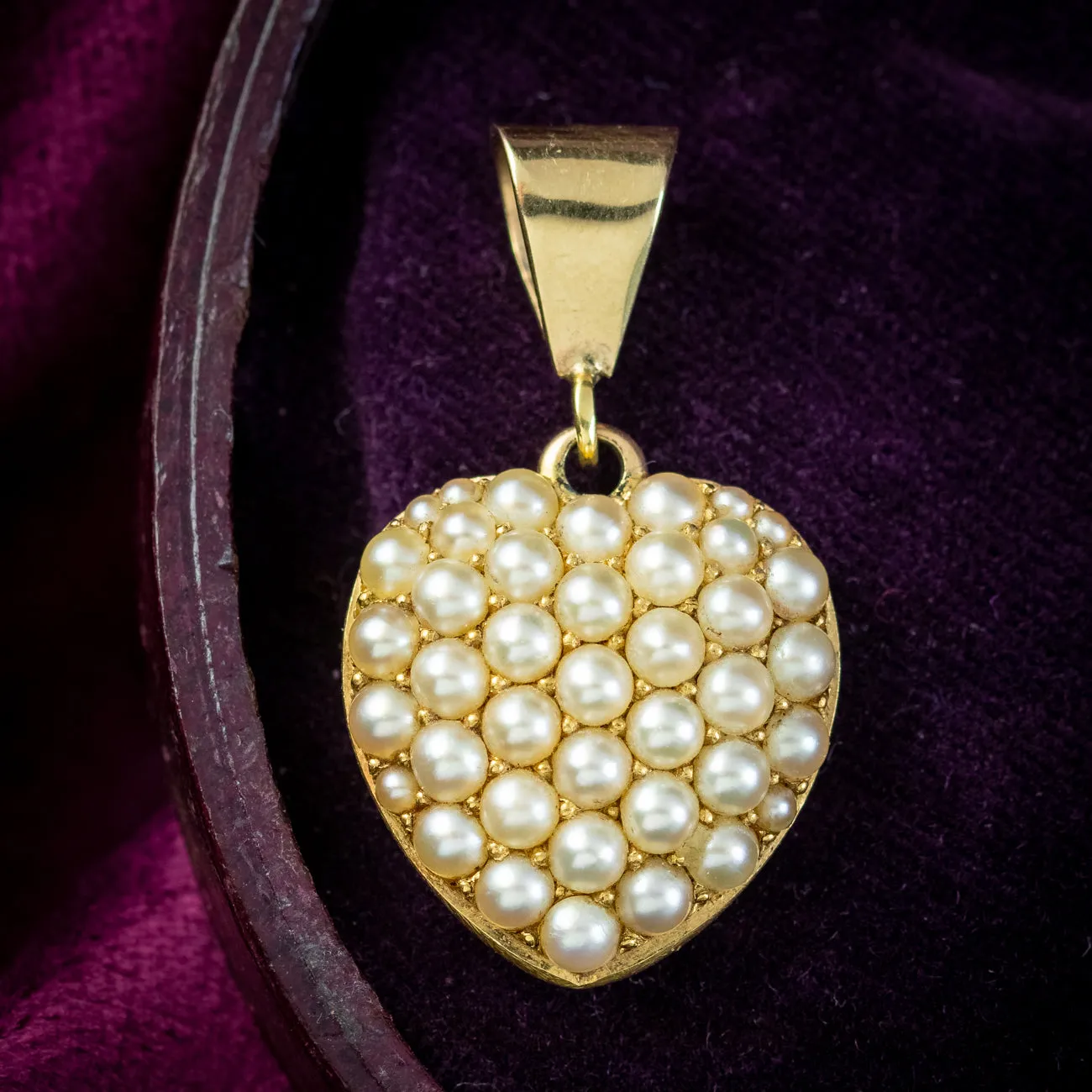 Antique Victorian Pearl Heart Locket 15ct Gold