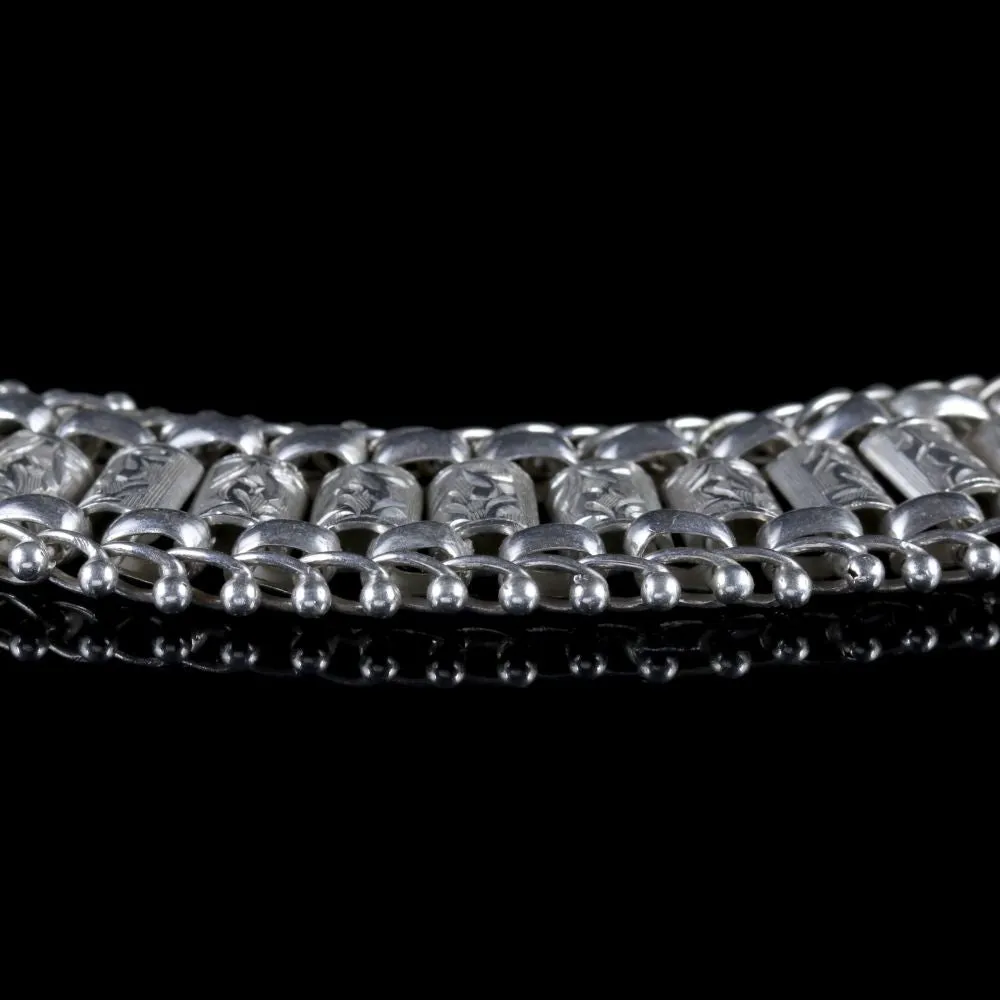 Antique Victorian Silver Collar Necklace Circa. 1880