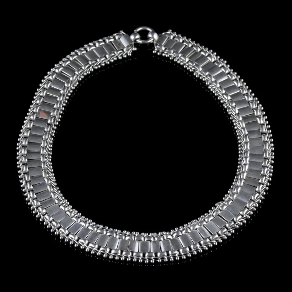 Antique Victorian Silver Collar Necklace Circa. 1880