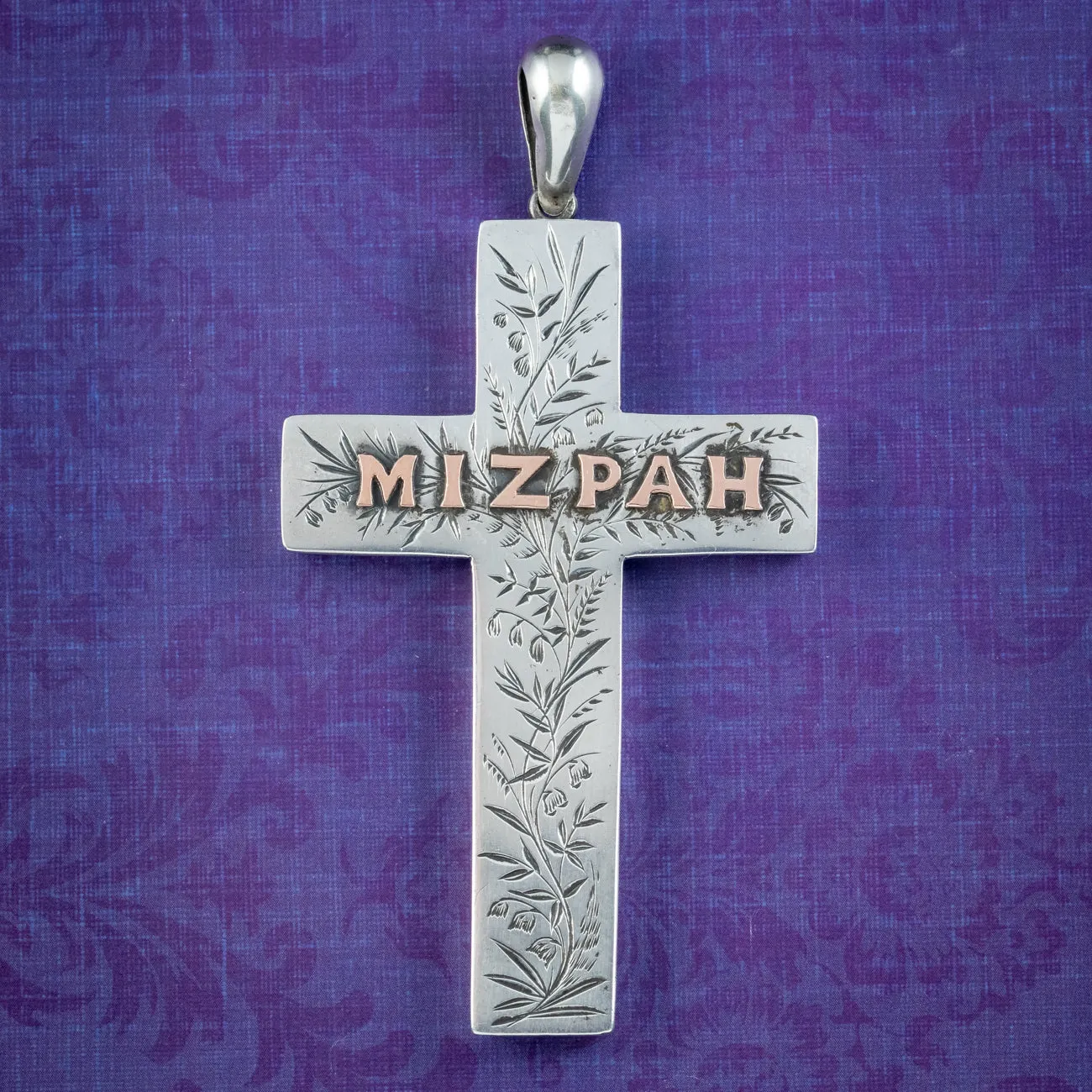 Antique Victorian Silver Mizpah Cross Pendant Dated 1882