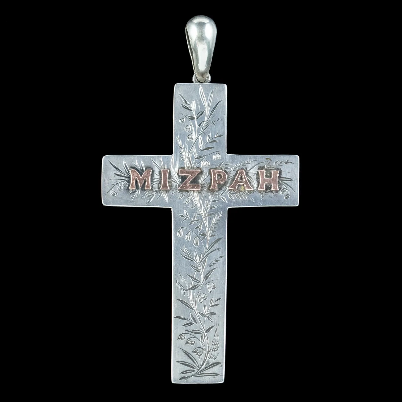 Antique Victorian Silver Mizpah Cross Pendant Dated 1882