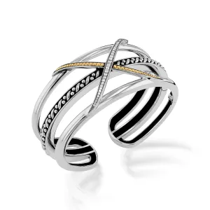 Apollo "X" Pave Diamond Wide Cuff Bracelet