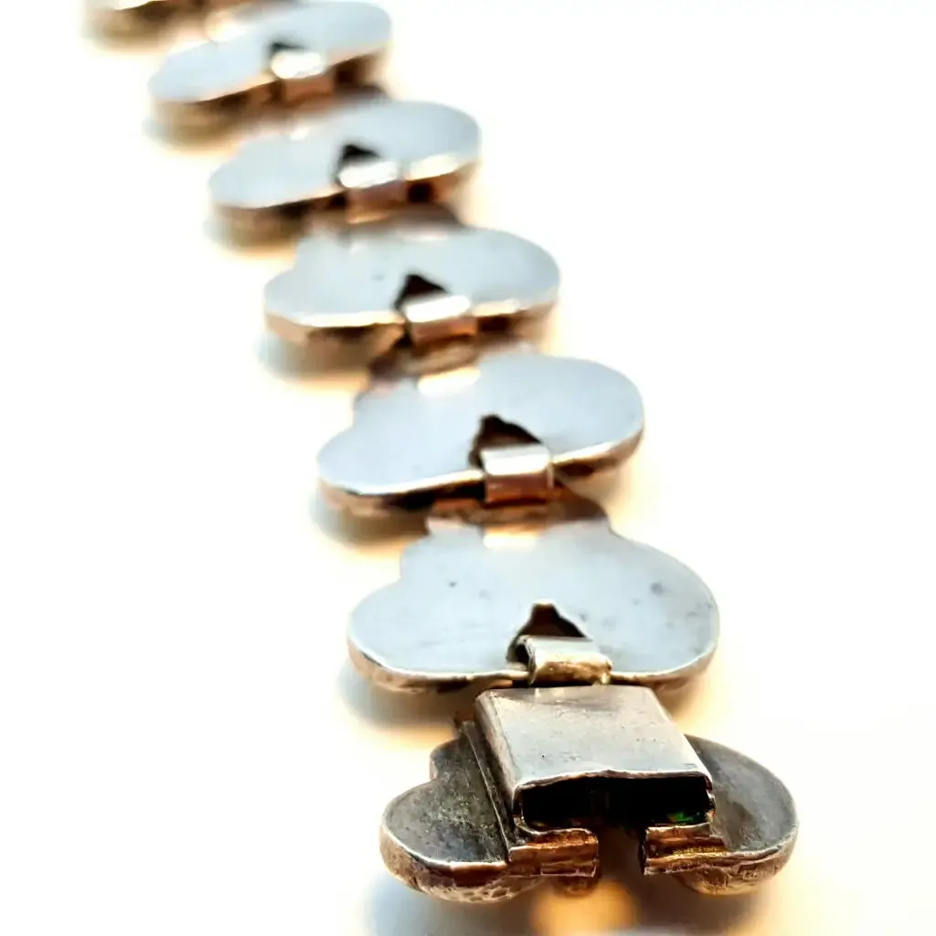 Art deco bracelet in silver, gold and ruby. Antiques. Silver gilt bracelet.