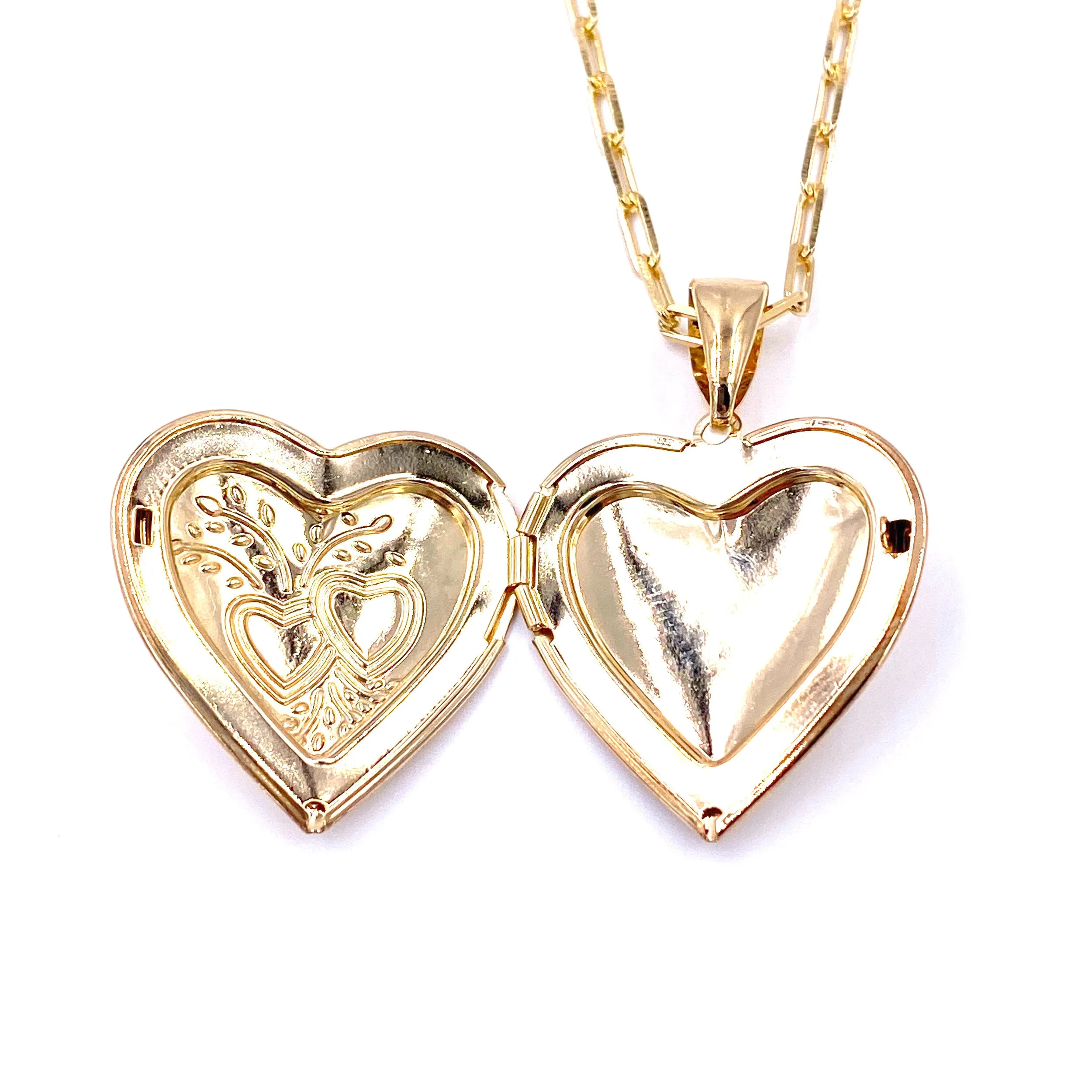 Ashley Gold Stainless Steel Gold Plated Open Chain Heart Script Locket