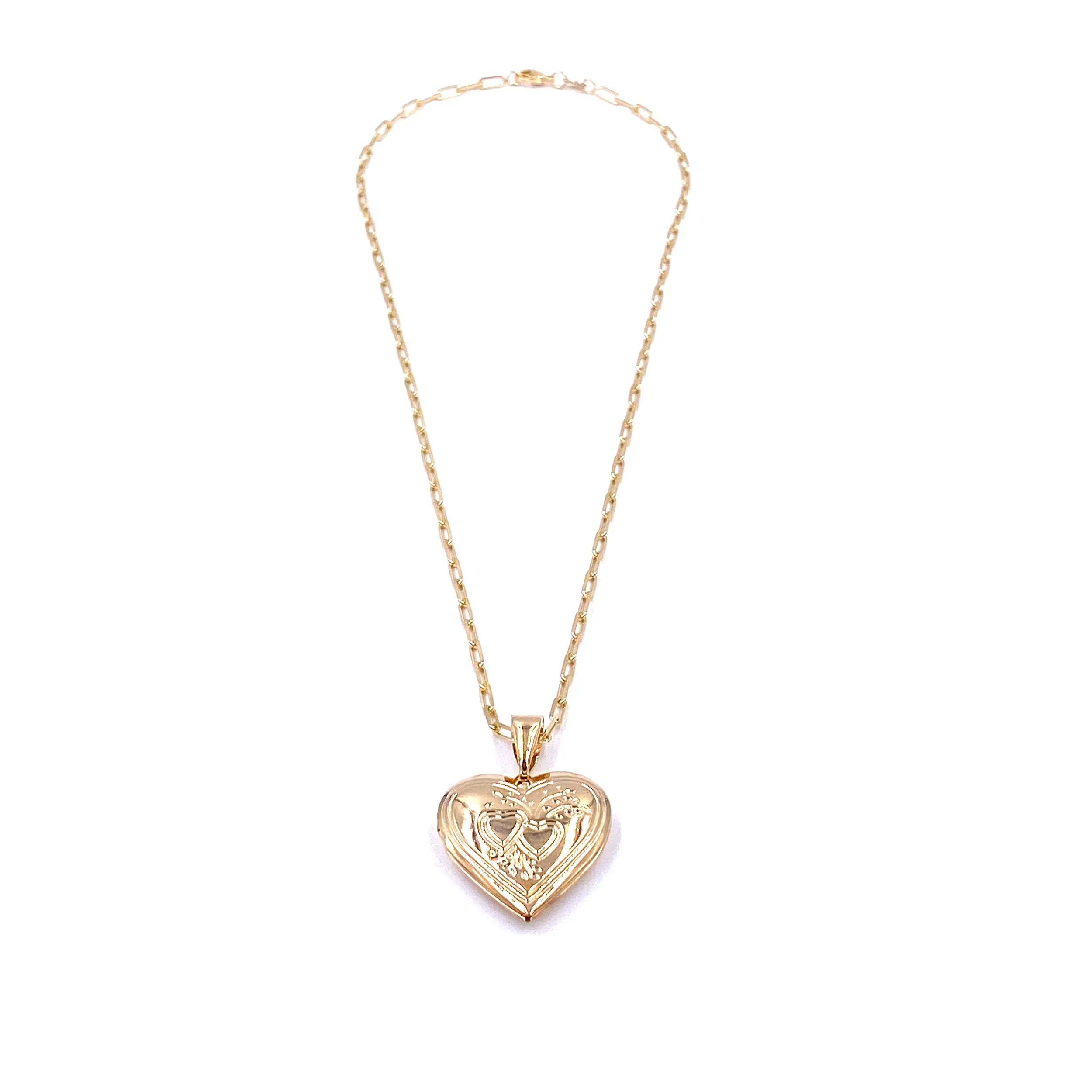 Ashley Gold Stainless Steel Gold Plated Open Chain Heart Script Locket