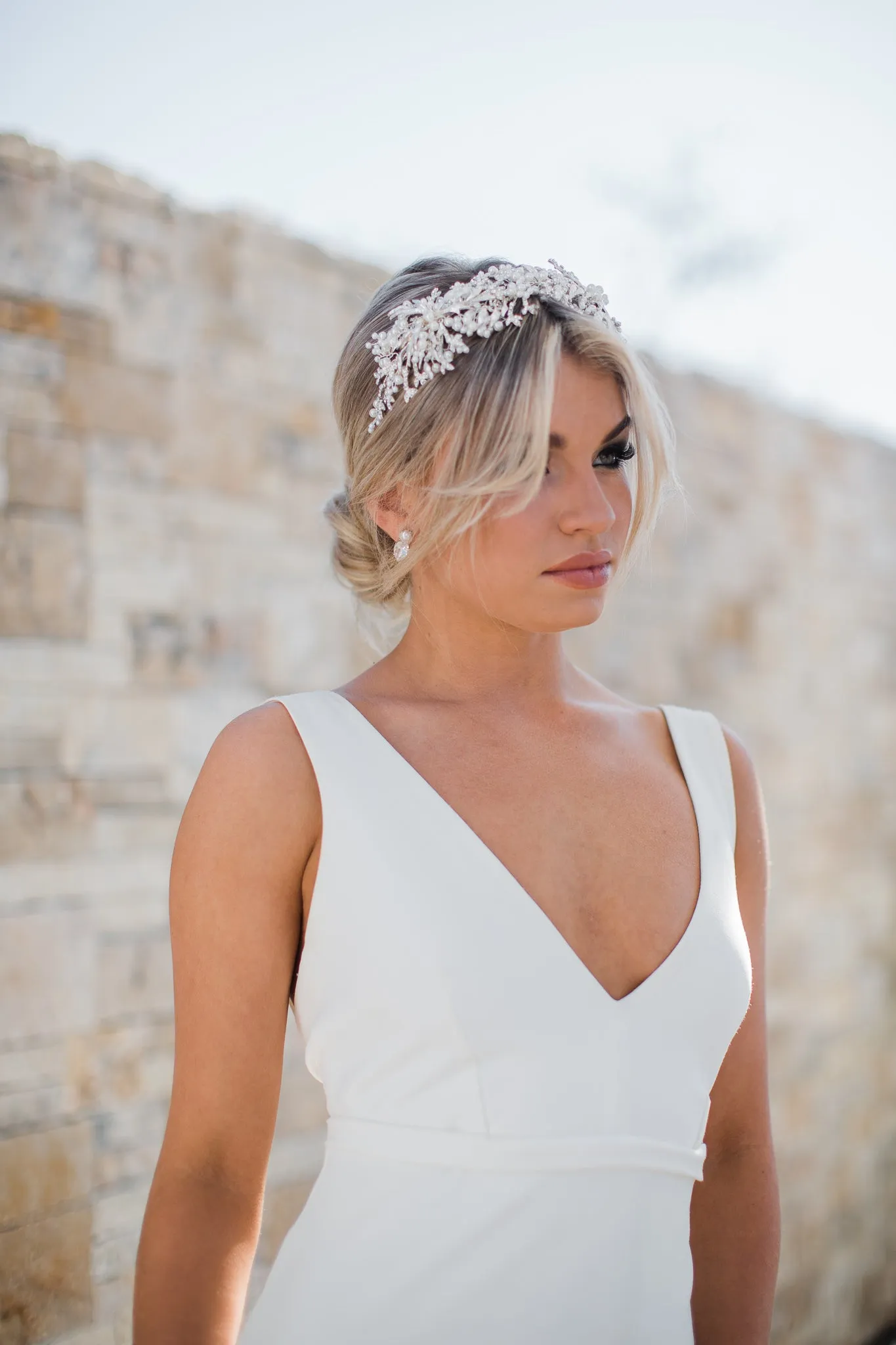 Aspen - Pearl & Swarovski Silver Bridal Stud Earrings