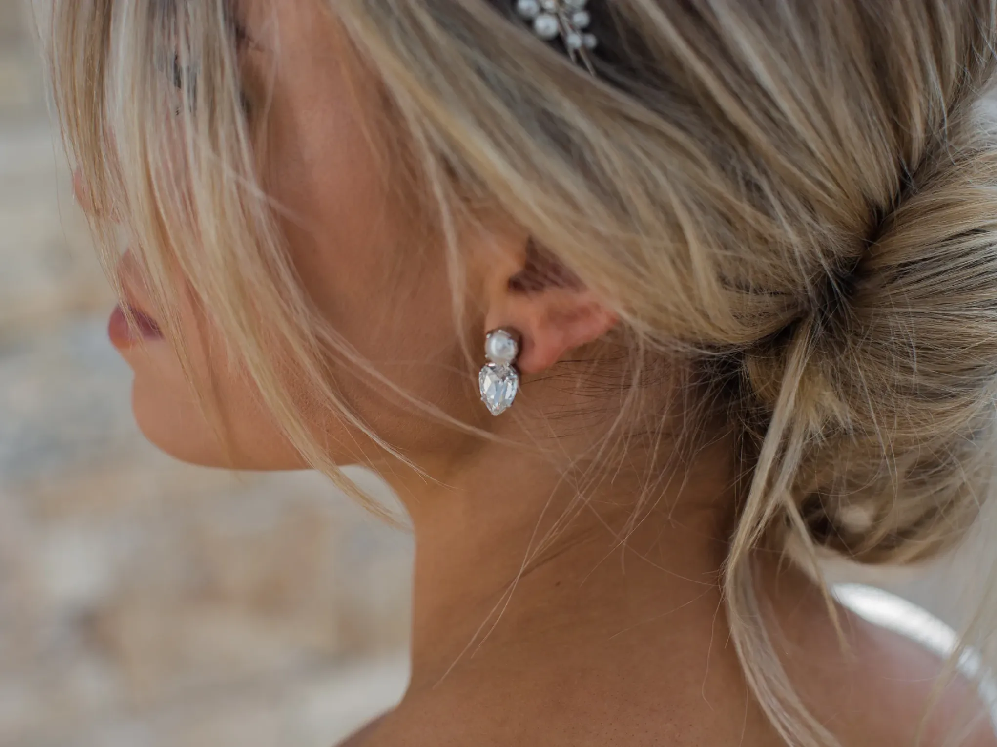 Aspen - Pearl & Swarovski Silver Bridal Stud Earrings