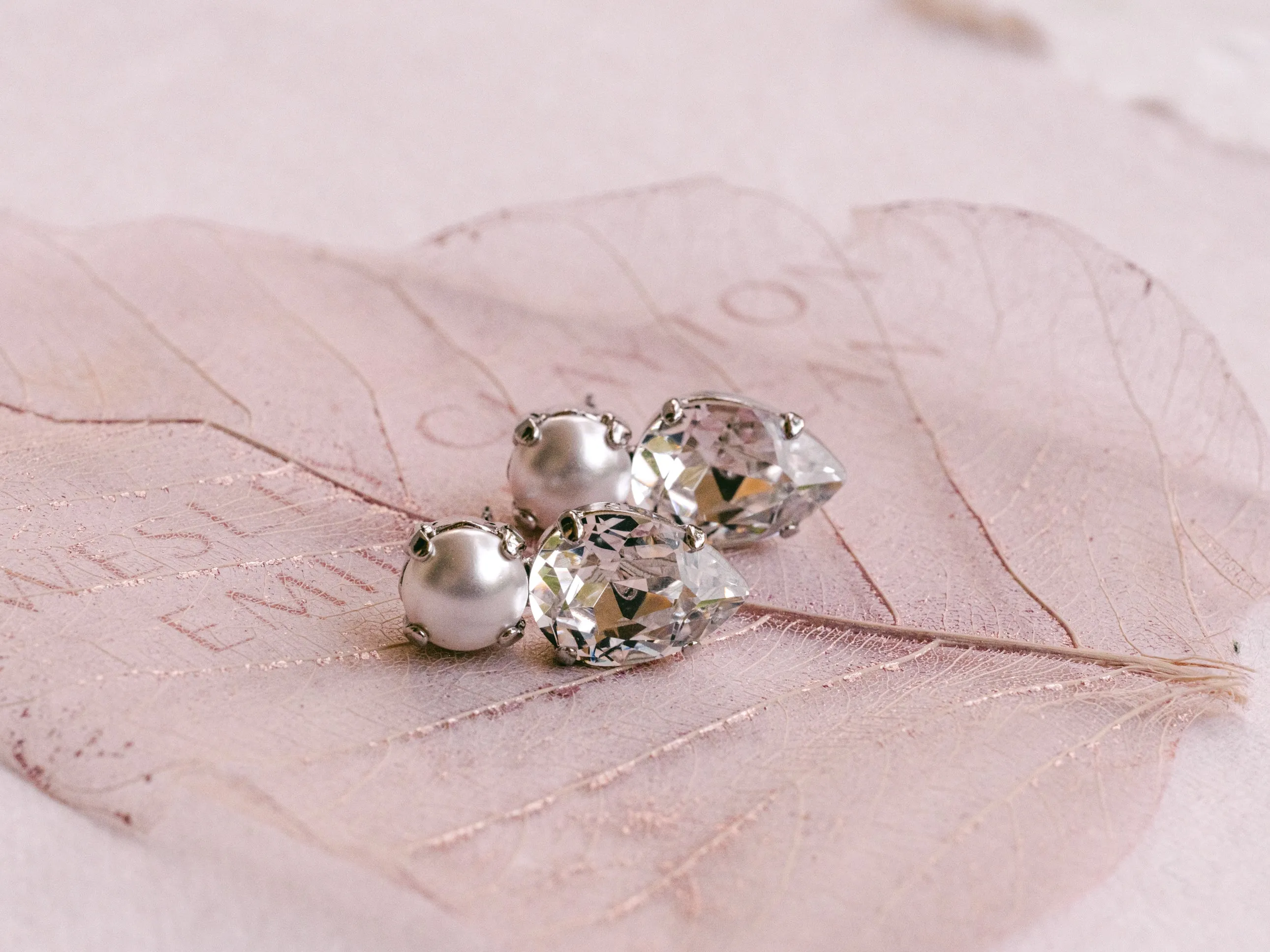 Aspen - Pearl & Swarovski Silver Bridal Stud Earrings