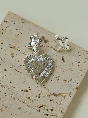 Asymmetrical Heart Cross Pendant Earring
