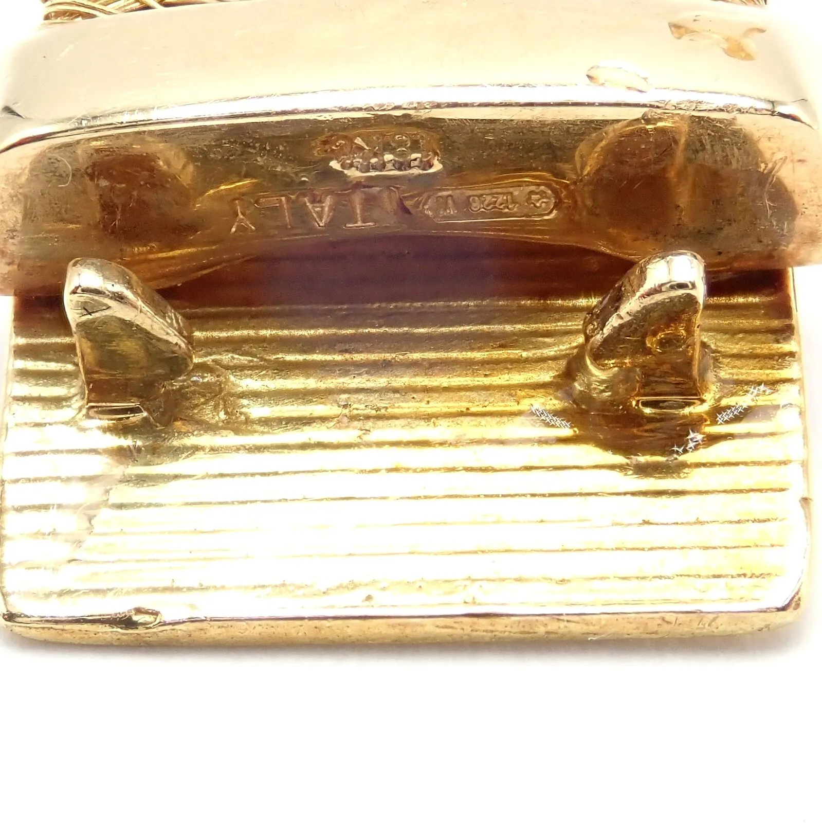 Authentic! Roberto Coin 18k Yellow Gold 9 Row Diamond Silk Weave Bracelet