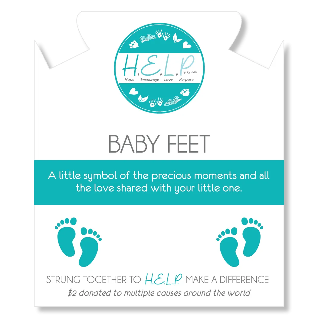 Baby Feet Charm with Blue Zebra Jade Charity Bracelet