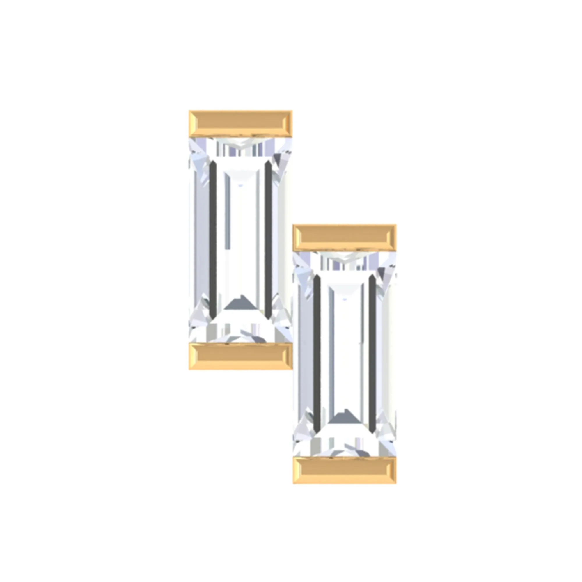 Baguette Diamond Two Stone Helix Earring