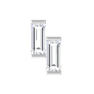 Baguette Diamond Two Stone Helix Earring