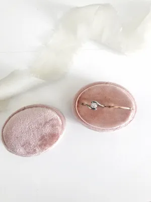Ballet Pink Velvet Horizontal Oval Ring Box