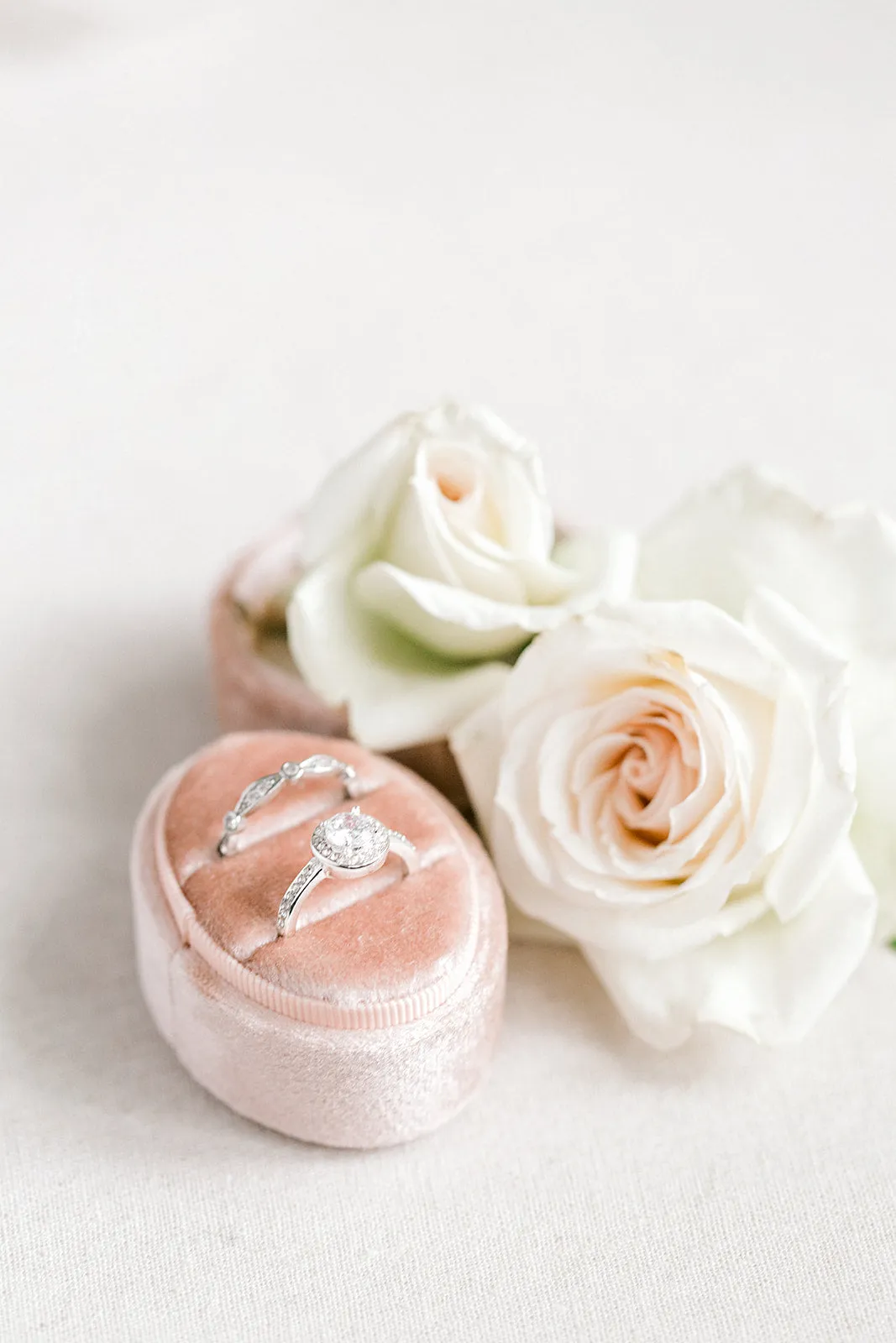 Ballet Pink Velvet Oval Ring Box