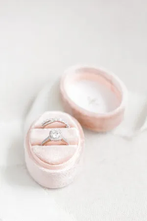 Ballet Pink Velvet Oval Ring Box