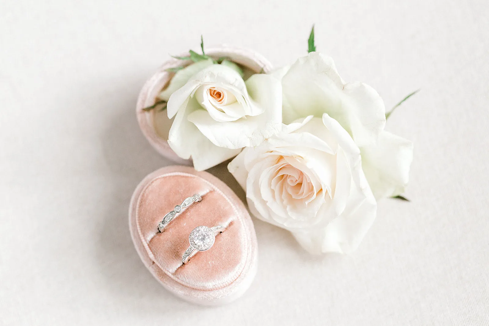 Ballet Pink Velvet Oval Ring Box