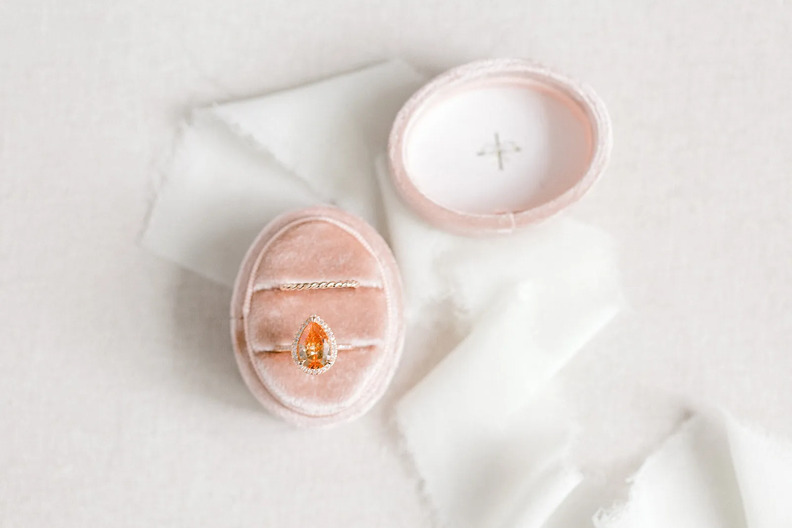 Ballet Pink Velvet Oval Ring Box