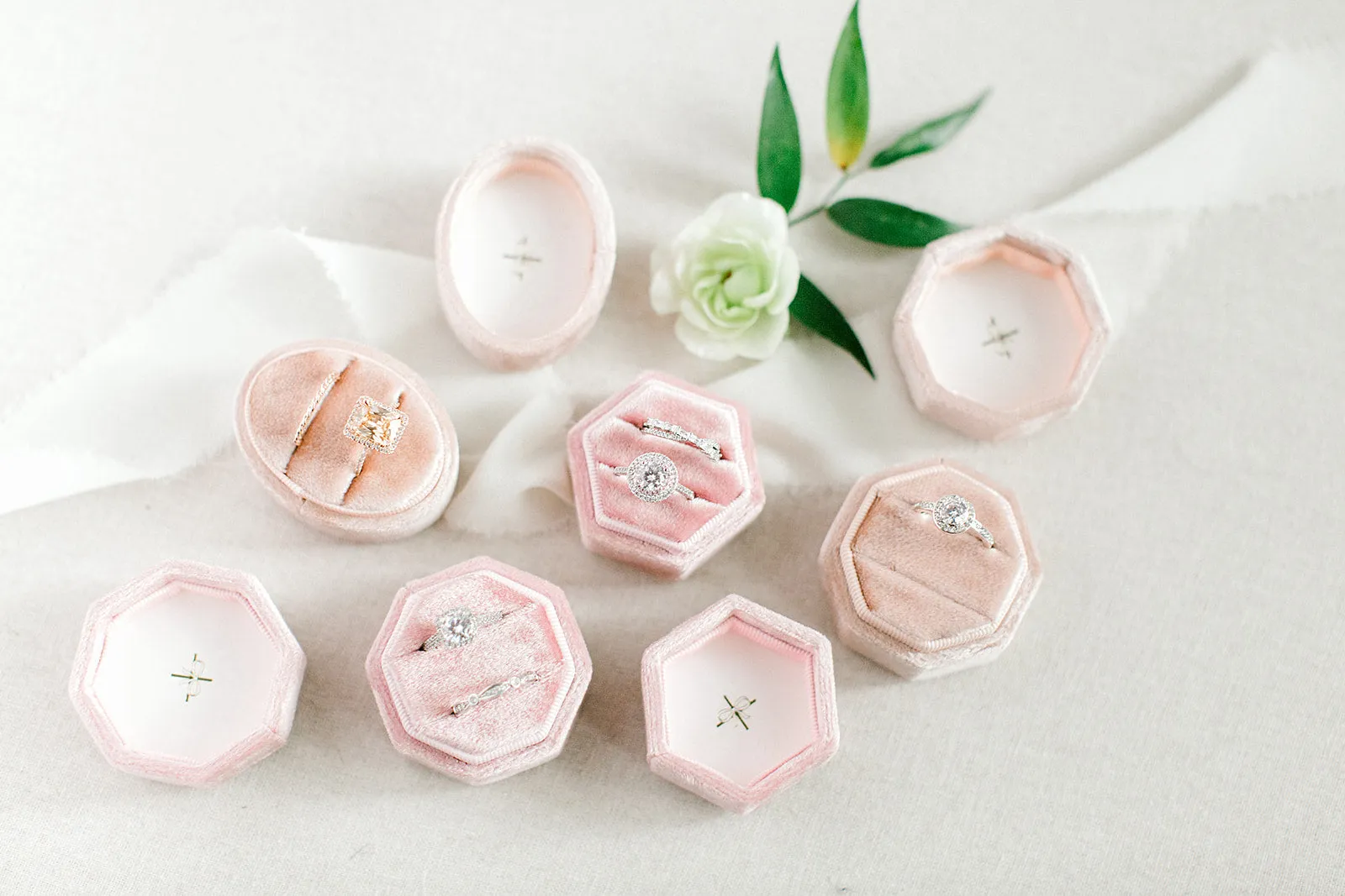Ballet Pink Velvet Oval Ring Box