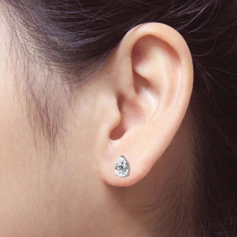 Beauvince GIA G-H SI2 Certified 2.40 Carat Pear Shape Solitaire Diamond Studs