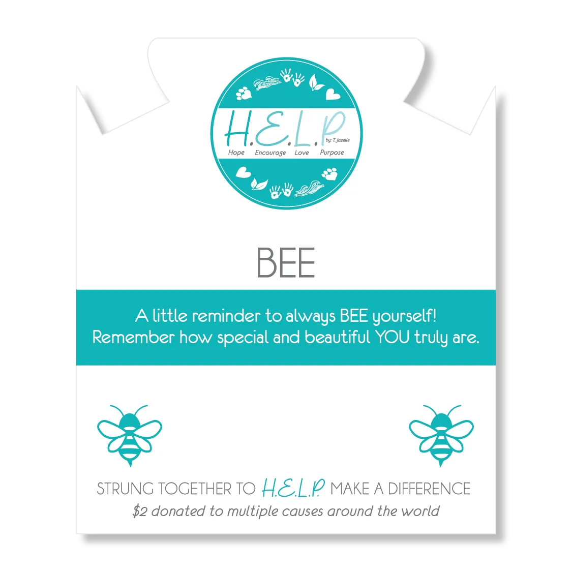 Bee Charm with Blue and White Jade Charity Bracelet