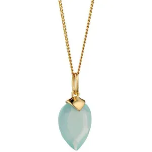Beginnings March Birthstone Chalcedony Quartz Pendant - Yellow Gold/Aqua Blue