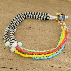 Black and White Multicolor Multiple Strand Bracelet - Rainbow Zebra | NOVICA