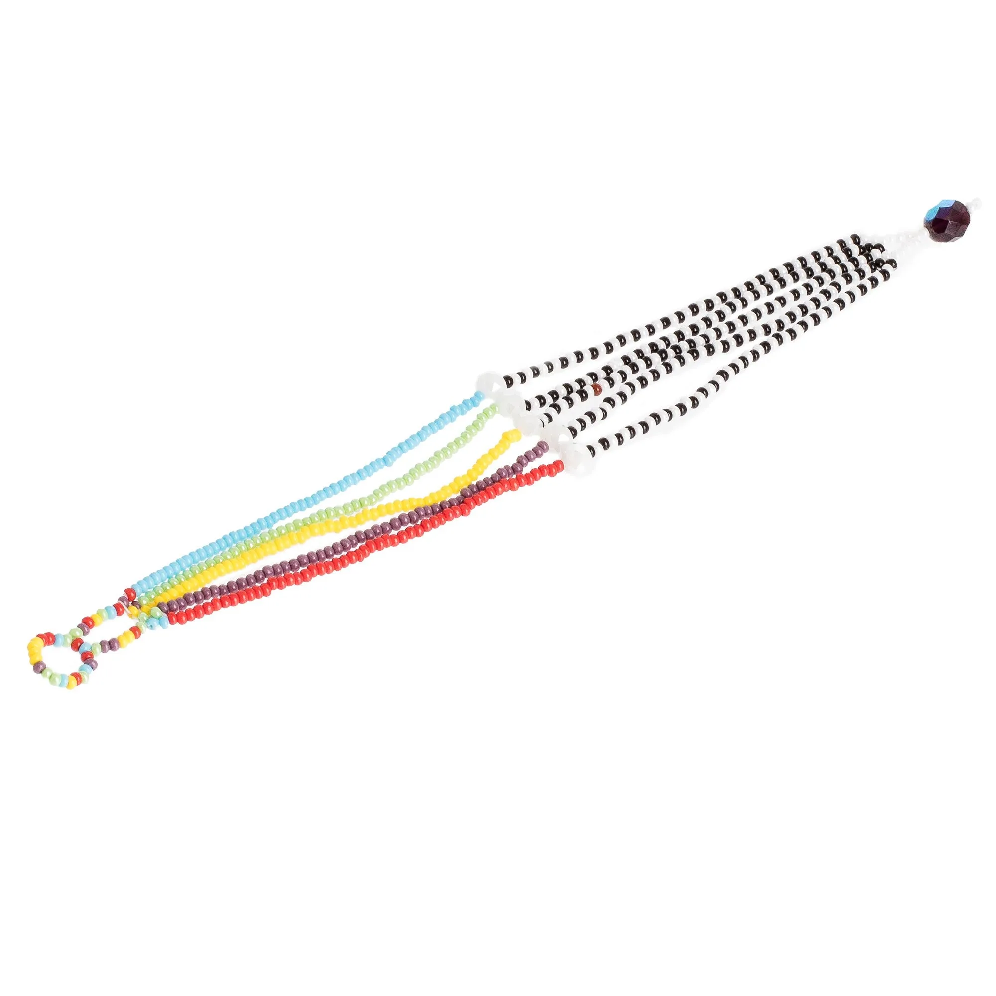 Black and White Multicolor Multiple Strand Bracelet - Rainbow Zebra | NOVICA