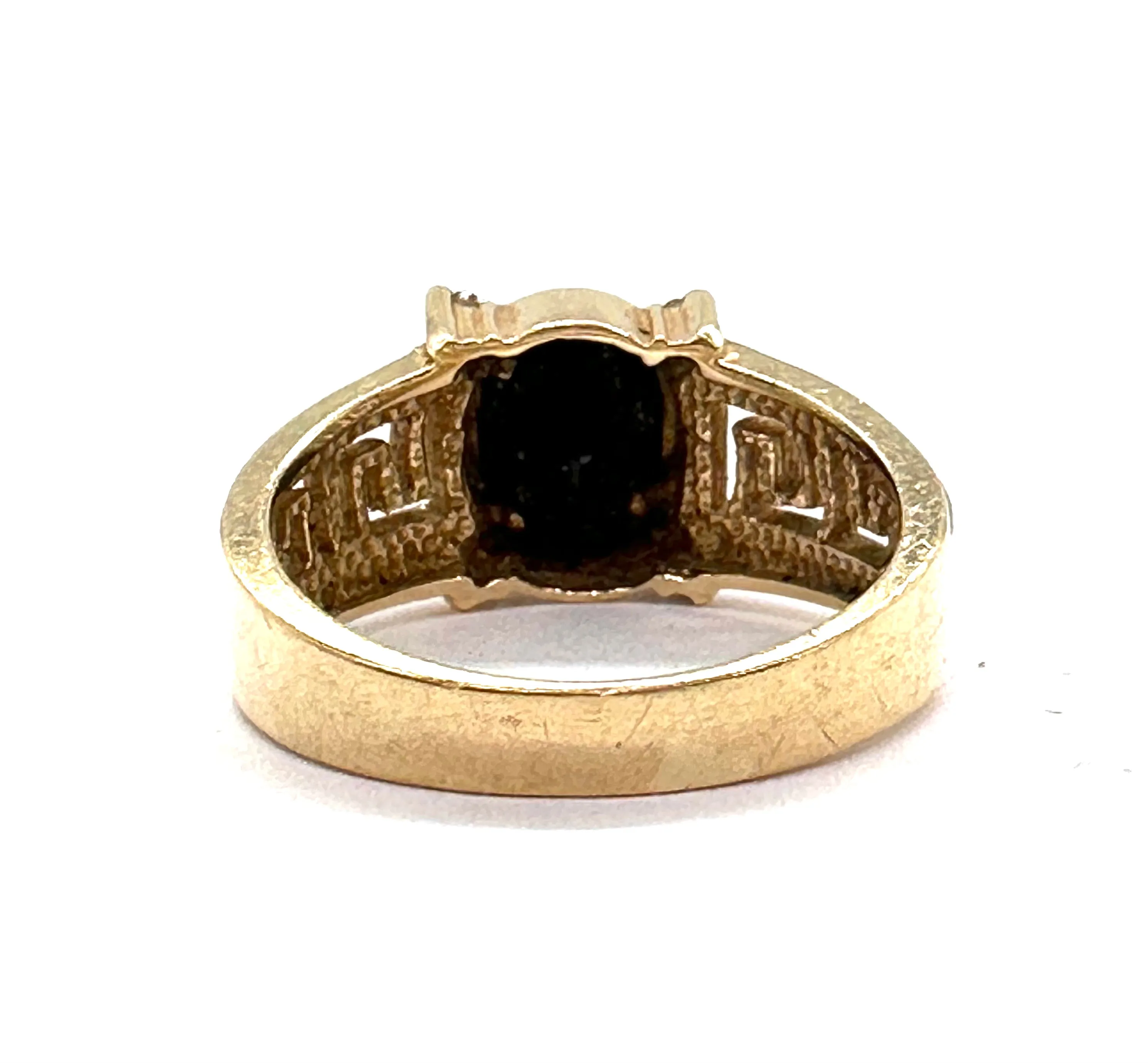 Black Onyx Greek Key Ring