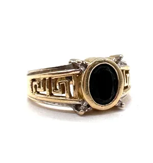 Black Onyx Greek Key Ring