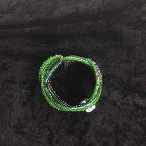 Blue/gold Wrap Beaded Bracelet