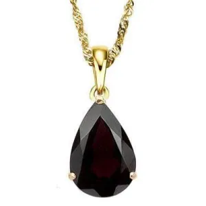 BRILLIANT 0.5 CARAT 6X4MM PEAR GARNET 14K SOLID YELLOW GOLD PENDANT
