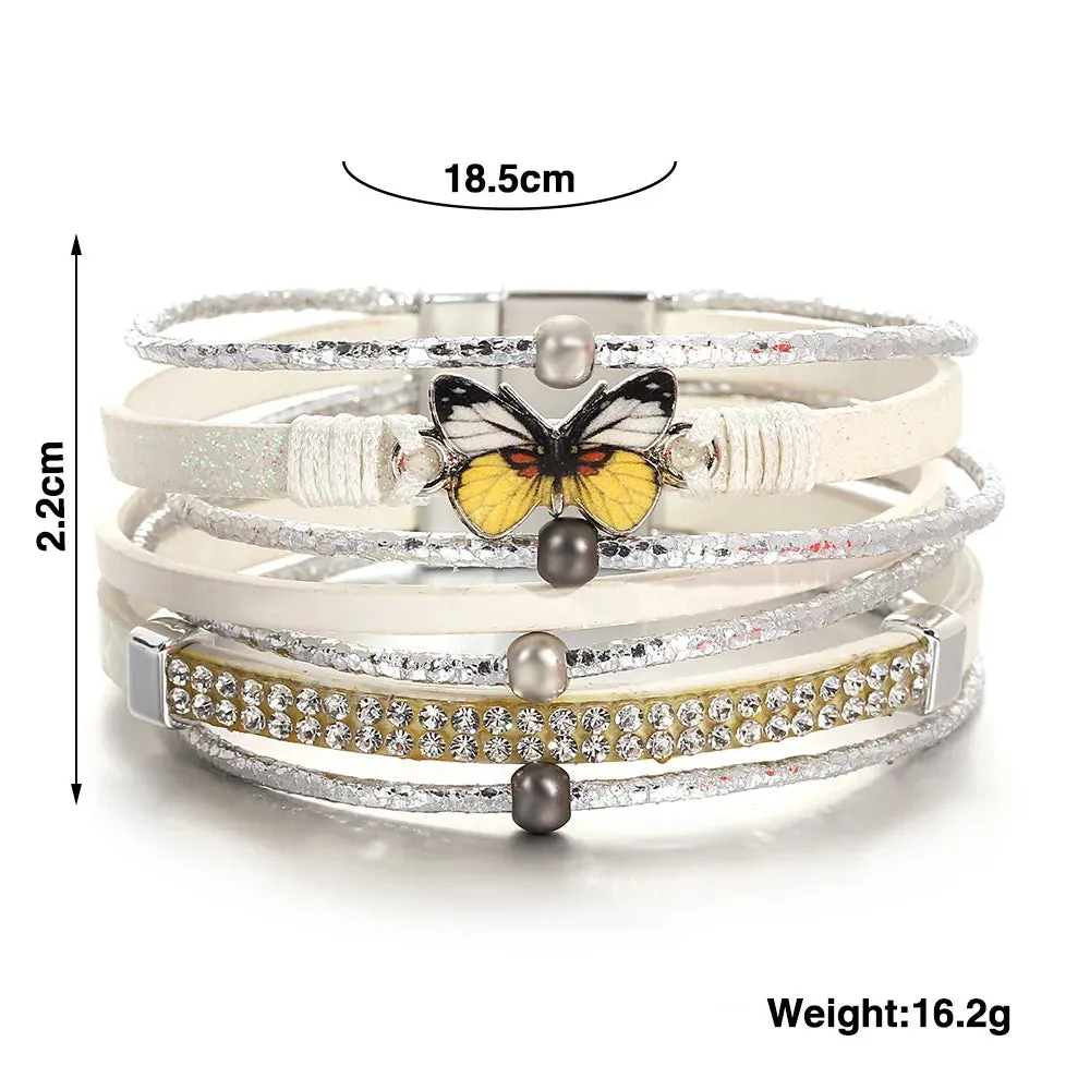 'Butterfly' Charm Cuff Bracelet - blue