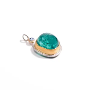 Cabochon Tourmaline and Sapphire Pendant