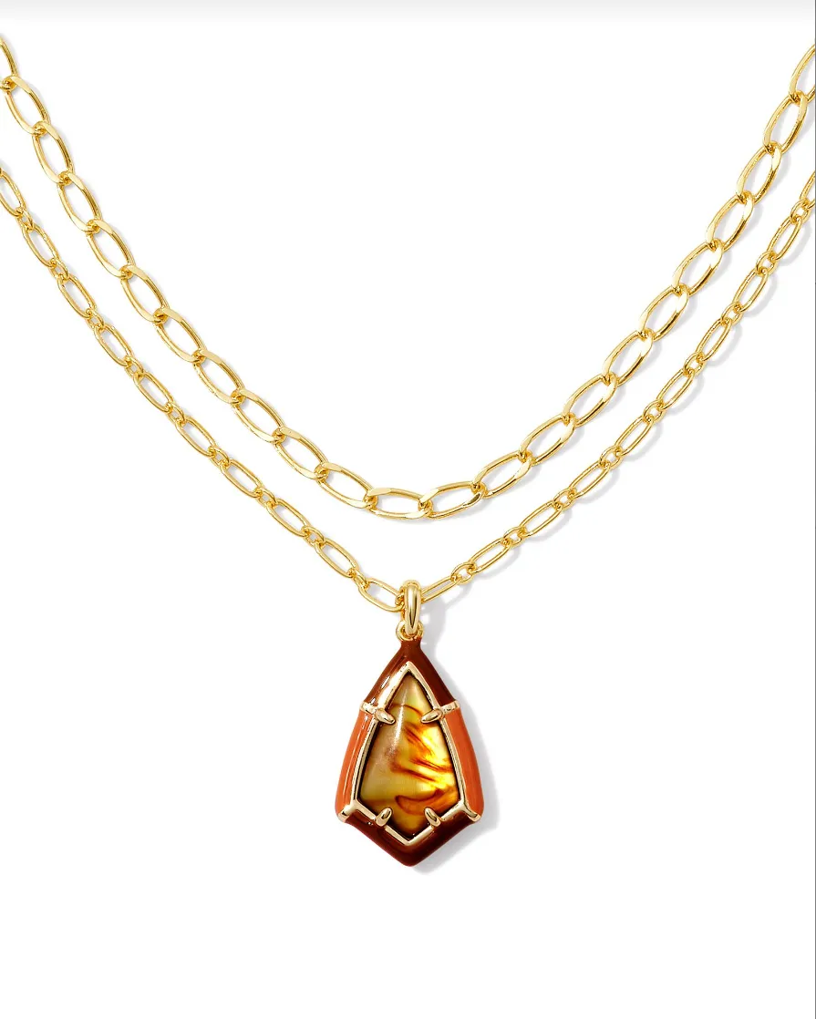 Camry Enamel Frame Necklace- Amber Illusion