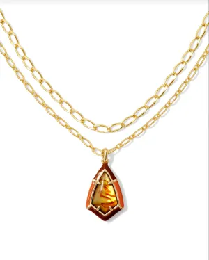 Camry Enamel Frame Necklace- Amber Illusion